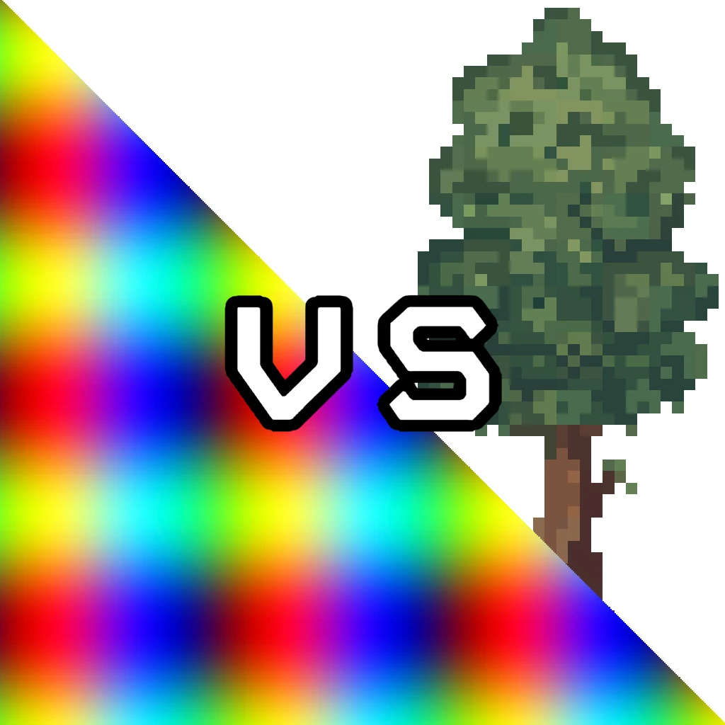 Eine gegenüber Stellung von einer farbgrafik und einer Pixelgrafik